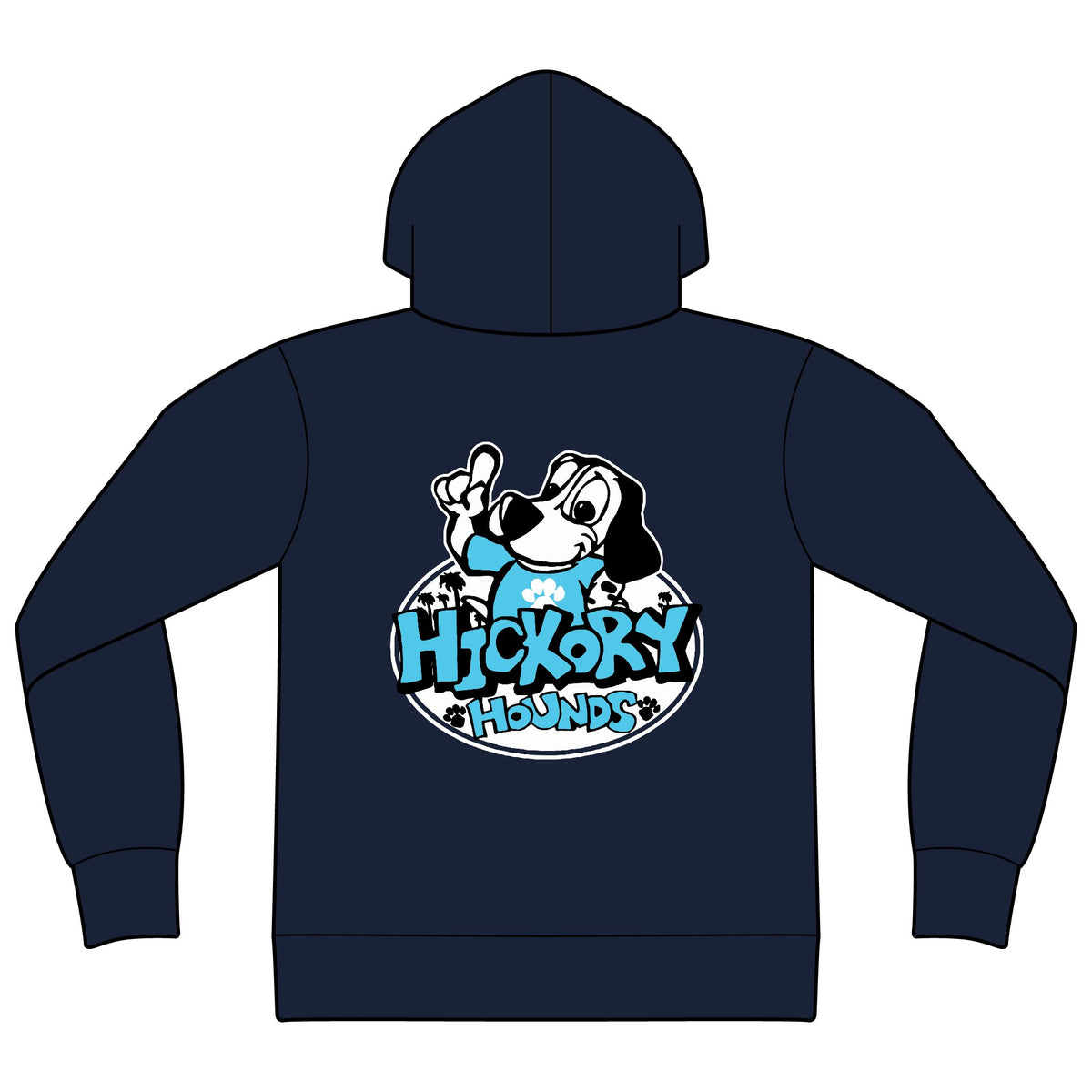 Hickory Hounds Zip Hoodie — Adult Full‑Zip Sweatshirt