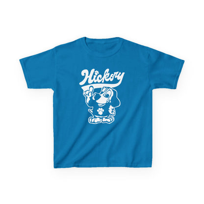 Hickory Hound Kids T‑Shirt – Retro Mascot Paw Print "Be a Hound" Tee