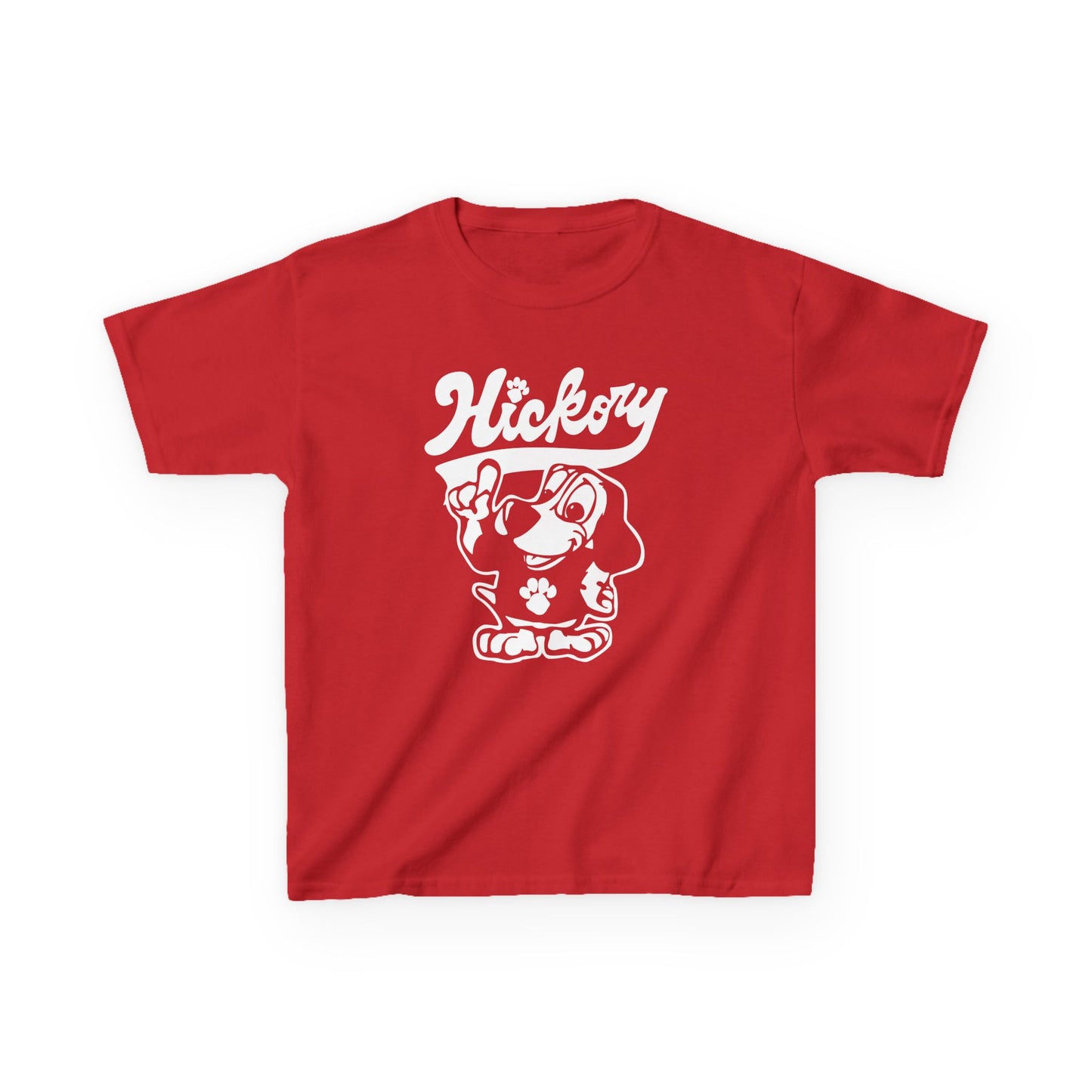 Hickory Hound Kids T‑Shirt – Retro Mascot Paw Print "Be a Hound" Tee
