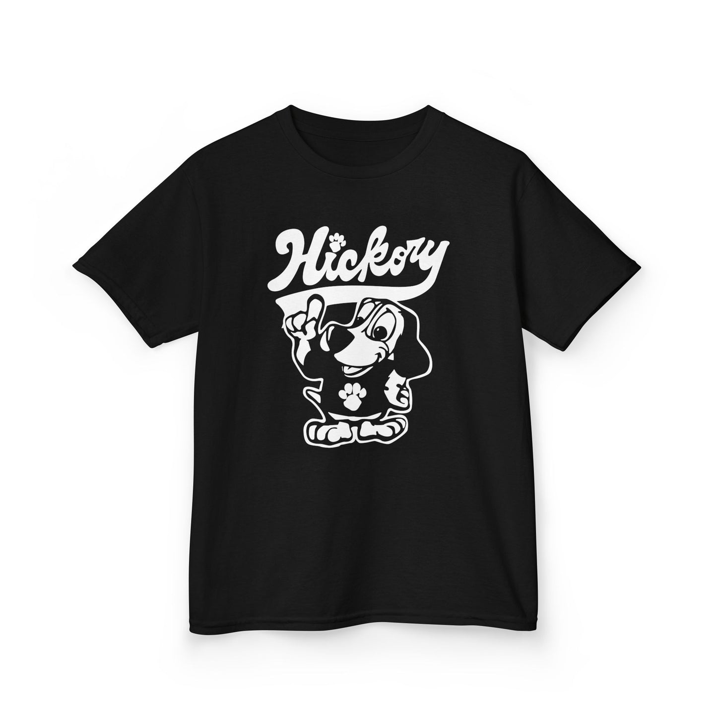 Hickory Hound Kids T‑Shirt – Retro Mascot Paw Print "Be a Hound" Tee