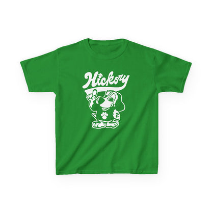 Hickory Hound Kids T‑Shirt – Retro Mascot Paw Print "Be a Hound" Tee