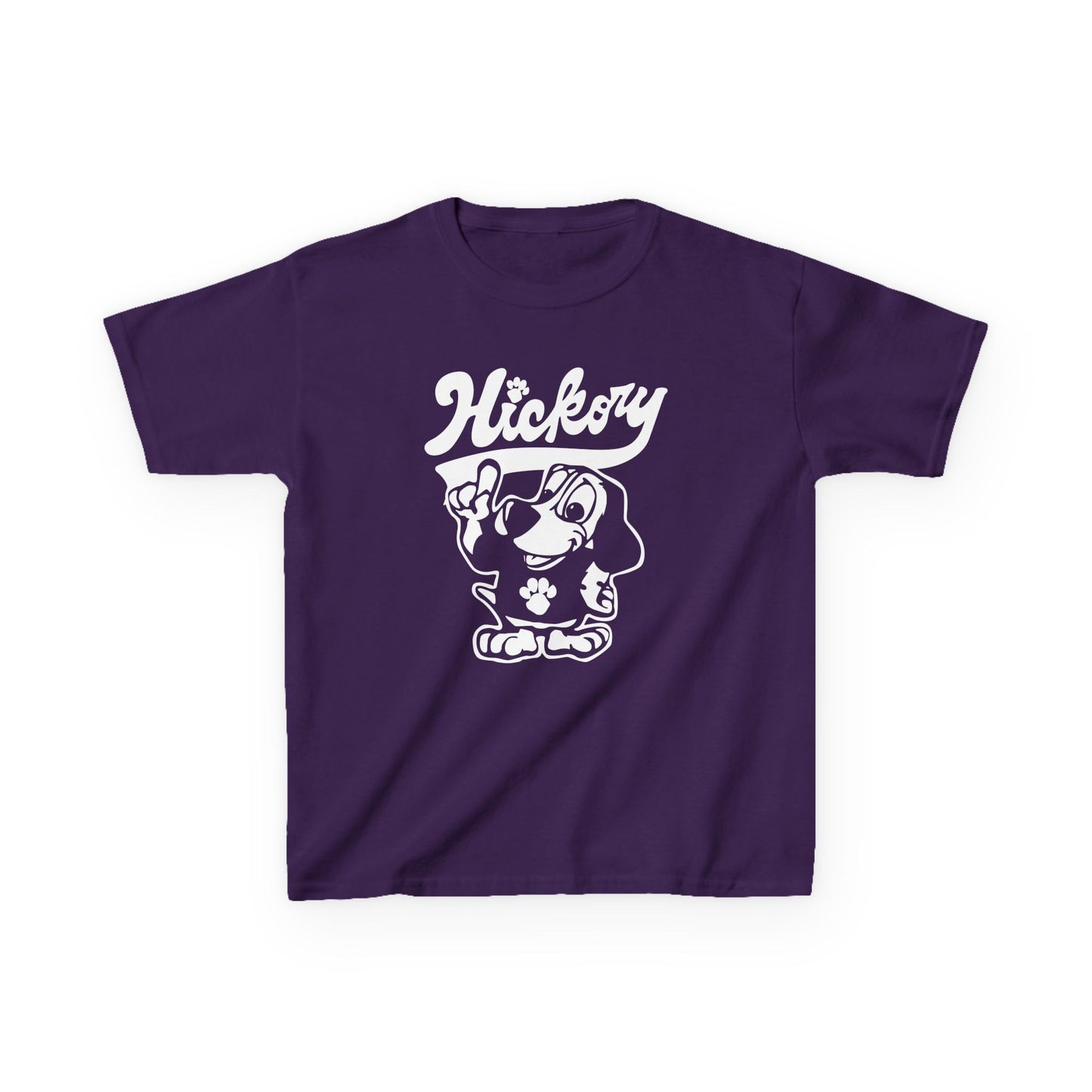 Hickory Hound Kids T‑Shirt – Retro Mascot Paw Print "Be a Hound" Tee