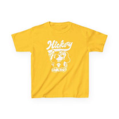 Hickory Hound Kids T‑Shirt – Retro Mascot Paw Print "Be a Hound" Tee