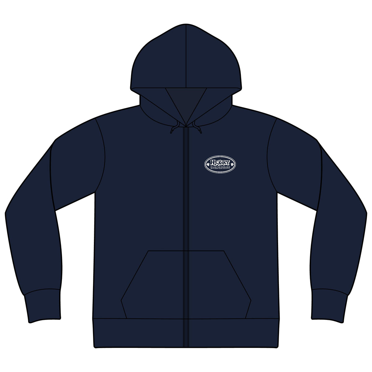 Hickory Hounds Zip Hoodie — Adult Full‑Zip Sweatshirt