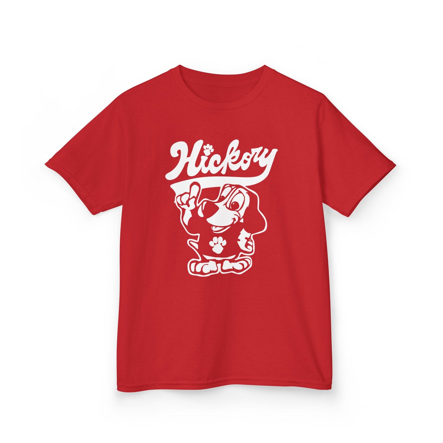 Hickory Hound Kids T‑Shirt – Retro Mascot Paw Print "Be a Hound" Tee